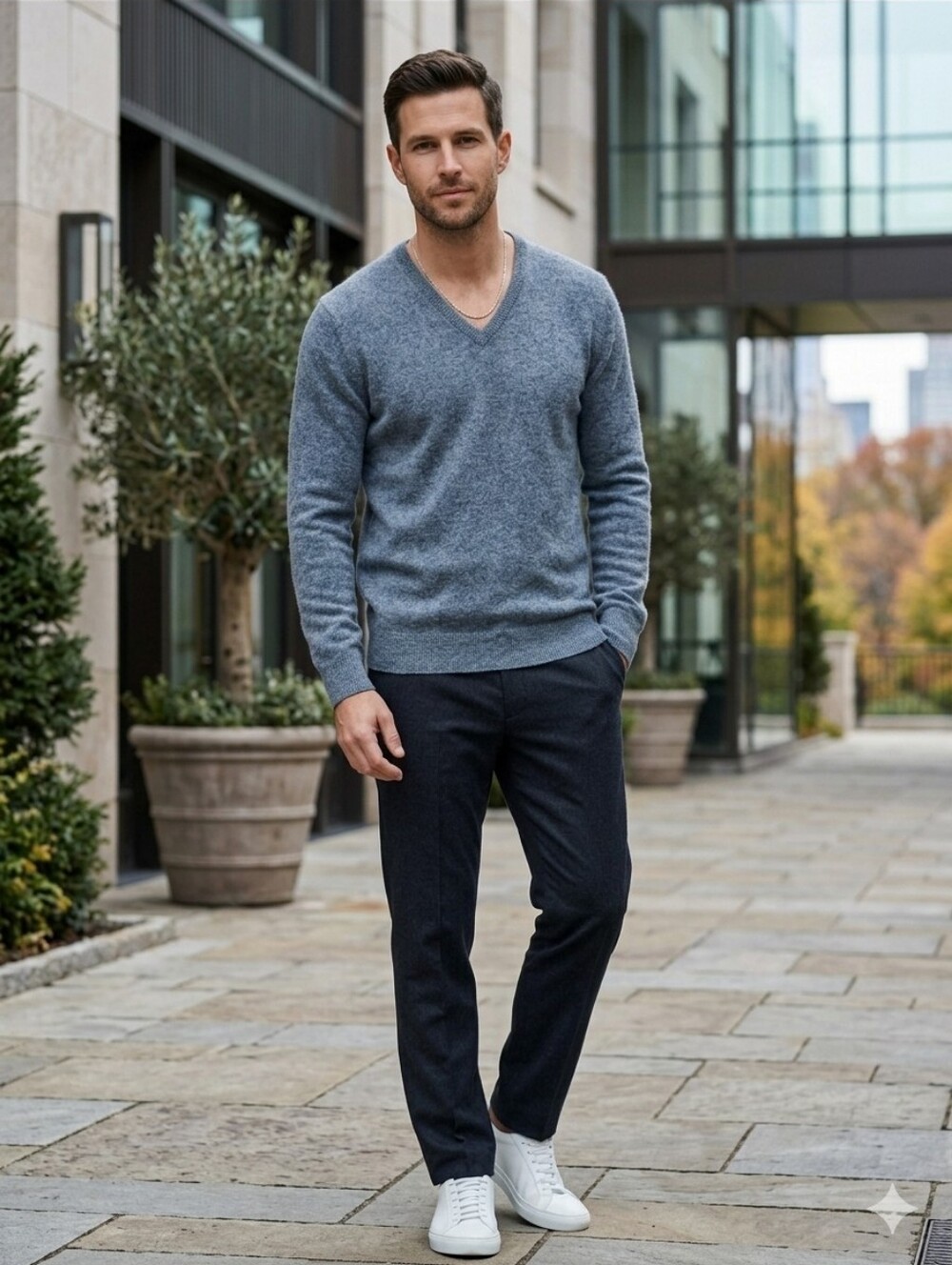 CASHMERE STUDIO Scotland 100% Cashmere Men's V-Neck Sweater Sz S